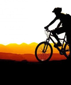 Aesthetic Mountain Biker Silhouette paint by numbers