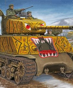 Aesthetic Sherman Tank Military Art paint by numbers