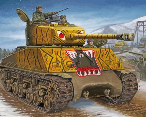 Aesthetic Sherman Tank Military Art paint by numbers