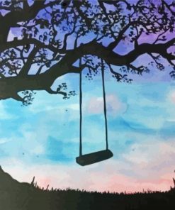 Aesthetic Tree And A swing paint by numbers