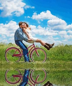 Aesthetic Romantic Couple On Bicycle paint by numbers