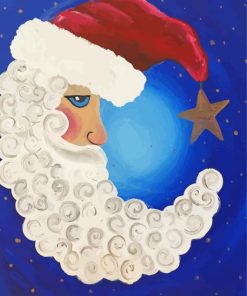 Aesthetic Santa Moon Illustration paint by numbers
