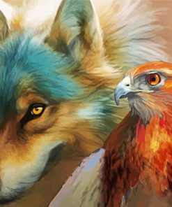 Bird Hawk And Wolf paint by numbers