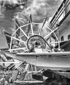 Black And White Paddle Wheel Boat paint by numbers