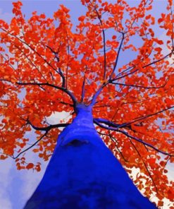 Blue And Red Tree paint by numbers