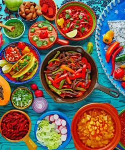 Colorful Dishes Food paint by numbers