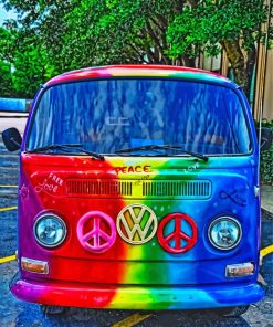 Colorful VW Van paint by numbers