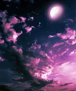 Fantasy Pink Cloud And Moon paint by numbers