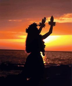 Hula Dancer Silhouette At Sunset paint by numbers