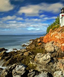 Lighthouse Bass Harbor paint by numbers