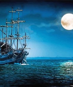 Sea Night Sailing Ship paint by numbers