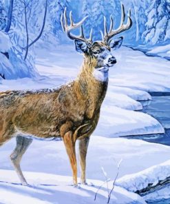 Snowy Forest Deer paint by numbers