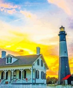Sunset Tybee Island Light Station paint by numbers