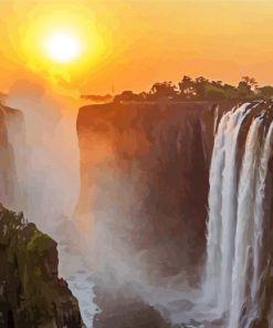 Victoria Falls Zimbabwe Sunset Landscape paint by numbers
