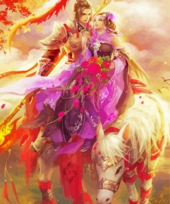 Chinese Couple With Horse Paint By Numbers