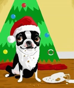 Christmas Boston Terrier Paint By Numbers