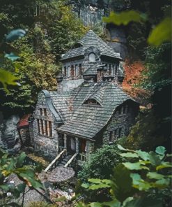 Dark Cottage In The Forest Paint By Numbers
