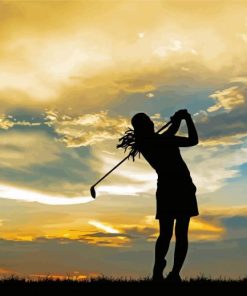 Girl In Golf Silhouette Paint By Numbers