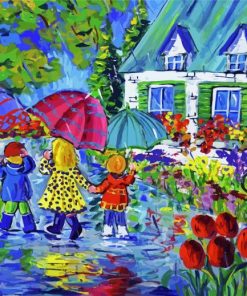 Kids In The Rain Paint By Numbers
