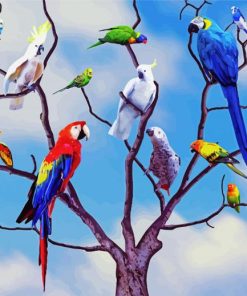 Parrots Tree Paint By Numbers