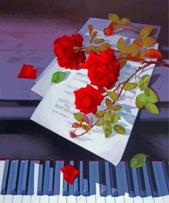 Piano With Flowers Paint By Numbers