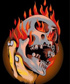 Skelton Head On Fire Paint By Numbers