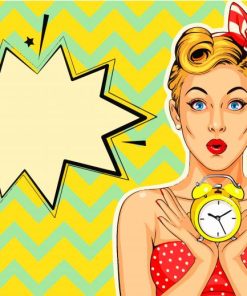 Woman With Clock Pop Art Paint By Numbers