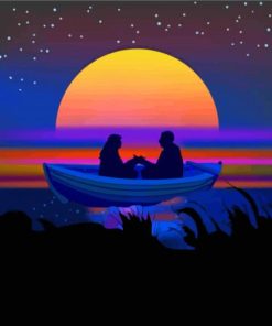 Aesthetic Couple Rowing Boat Illustration Paint By Numbers