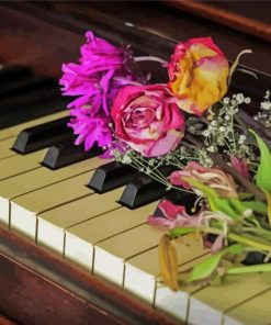Aesthetic Flowers And Piano Paint By Numbers