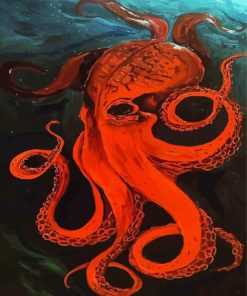 Aesthetic Red Octopus Art Paint By Numbers