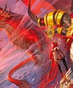 Red Dragon Woman Paint By Numbers