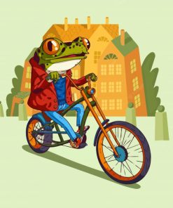 Stylish Frog On Bicycle Paint By Numbers
