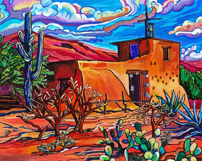 A House In Mexican Desert Art Paint By Numbers
