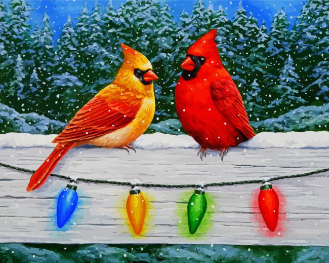 Christmas Cardinals Paint By Numbers