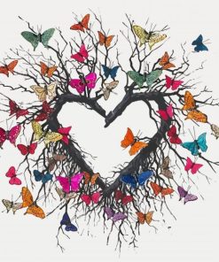 Heart Tree Butterflies Paint By Numbers