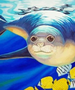 Monk seal And Fish Paint By Numbers