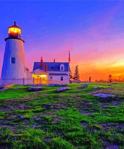 Pemaquid Point Light At Sunset Paint By Numbers