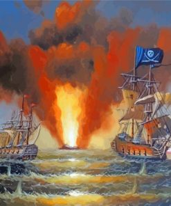 Pirate Ships In Battle War Art Paint By Numbers