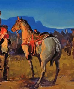 Aesthetic Cowboys In Arizona Art Illustration Paint By Numbers