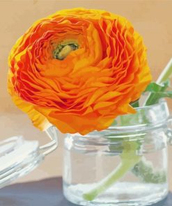 Orange Flowers Mason Jar Paint By Numbers