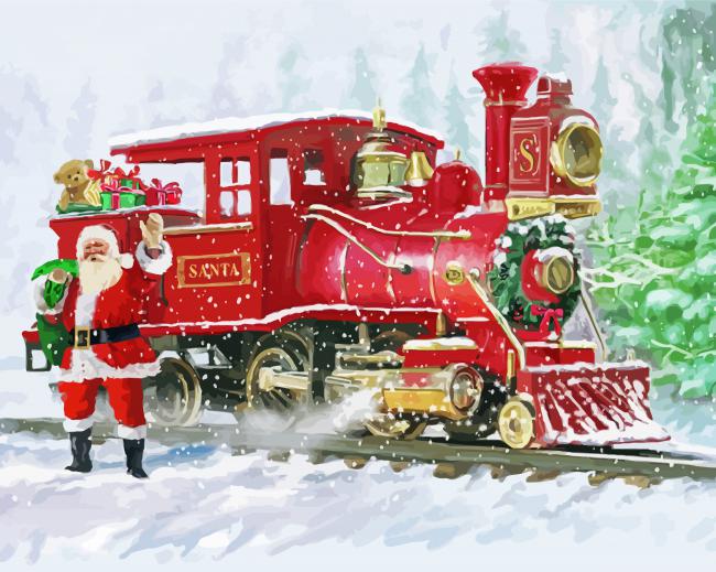 Snowy Christmas Train Paint By Numbers