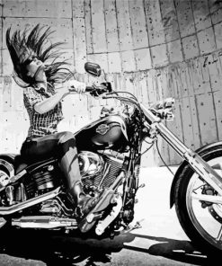 Black And White Girl On A Harley Paint By Numbers