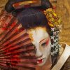 Geisha With Hand Fan Paint By Numbers