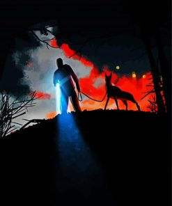 Man And Dog Silhouette Illustration Paint By Numbers