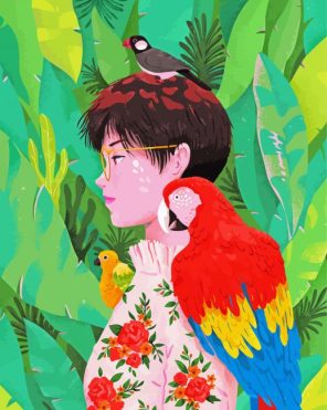 Parrot And Lady Paint By Numbers