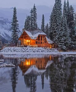 Snow Cabin Paint By Numbers
