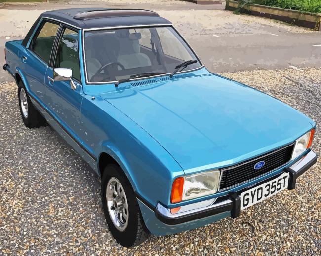 Blue Ford Cortina Paint By Numbers