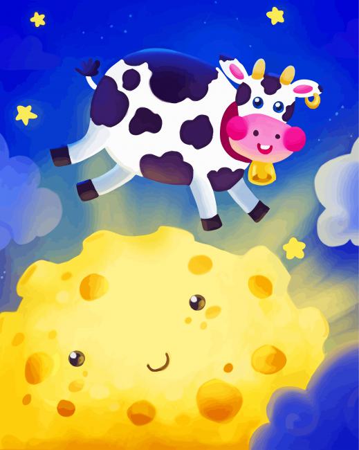 Cartoon Cow Jumping Over The Moon Paint By Numbers