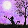 Cat With Butterflies Silhouette Art Paint By Numbers