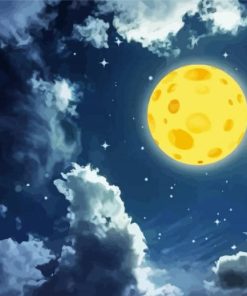 Cheese Moon And Clouds Art Paint By Numbers